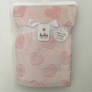Baby Blanket Pink Soft Lightweight NEW by Baby Starters Embossed Hearts